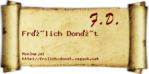 Frölich Donát névjegykártya